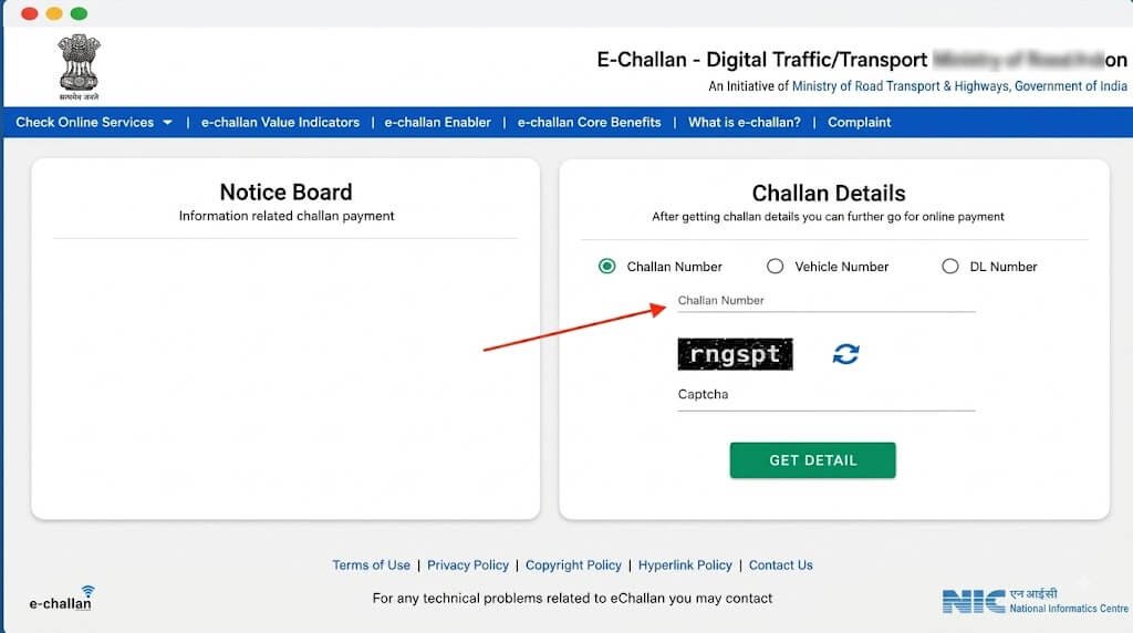 Check e Challan Status Online