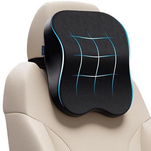 FOVERA Memory Foam Car Neck Rest Pillow – Medium, Black
