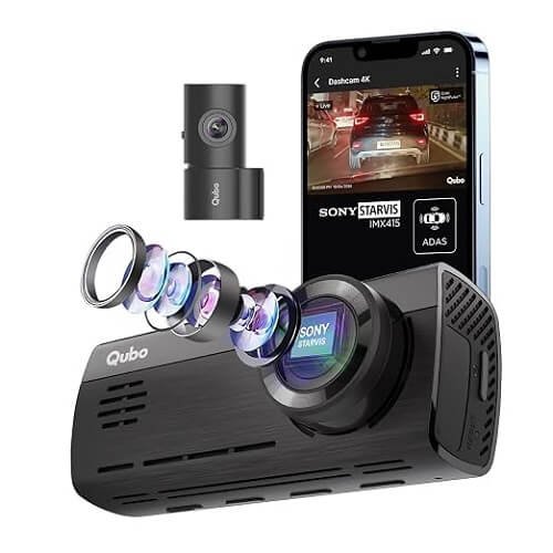 Qubo Dashcam Pro 4K [2026 Edition] – Dual Channel | ADAS | Ultra-Wide 8MP UHD+ Front, 2MP FHD Rear