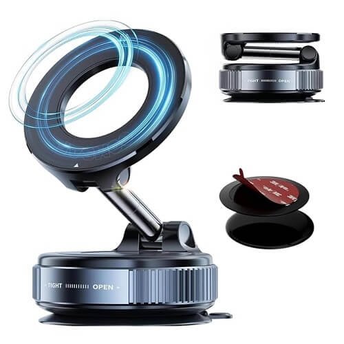 360° Vacuum Magnetic Car Phone Mount – Strong Suction Cup Phone Holder for Car
