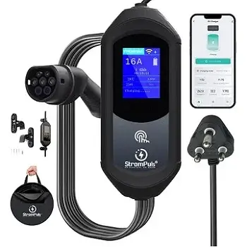 3.6kW Portable EV Charger, Smart APP, Adjustable Amps, 6 Meter TPU Cable, 16A 1 Phase, 3″ Large Screen, Bag, Wallholder, Surge & Pen Protection, Earthing Off Option. 5 Years Warranty*