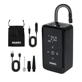 AGARO Atom Cordless Tyre Inflator, 150 PSI, 4500mAh Battery, Auto Shut-Off, Digital Display, LED Light, USB-C Charging, 12V DC Output, for Cars, Bikes, Balls & Inflatables