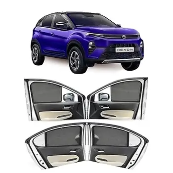 Autofact Car Sunshades for Tata Nexon, UV Protection, Useful Car Accessories, Custom fit Sun Shades for Side Windows, Set of 4