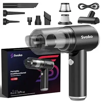 Svoko 4-in-1 Portable Vacuum Cleaner for Car Use,10000Pa Powerful Suction, Rechargeable Battery, Brushless DC Motor, Low Noise, for Home, Car Small Handheld Vacuum Cleaners for Dust